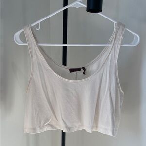 Free People Cream Flowy Cropped Tank